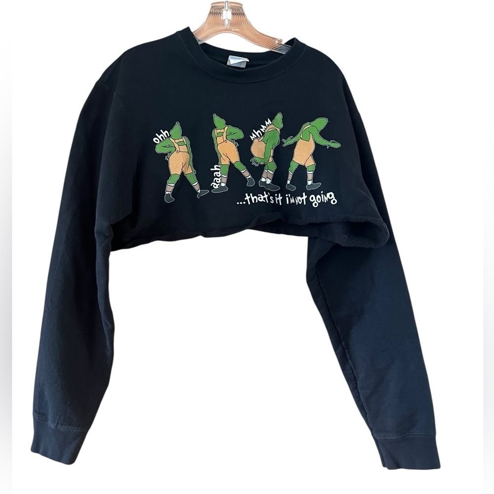 Port and Company Black Graphic Cropped Sweatshirt